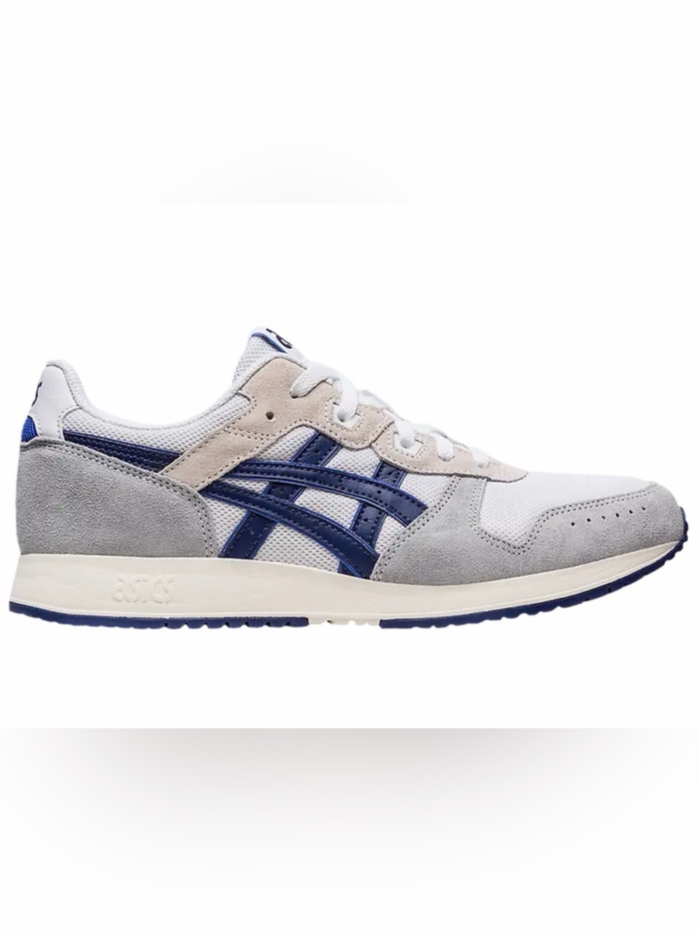 Asics Men's Athletic Shoes in White, Light Gray & Navy